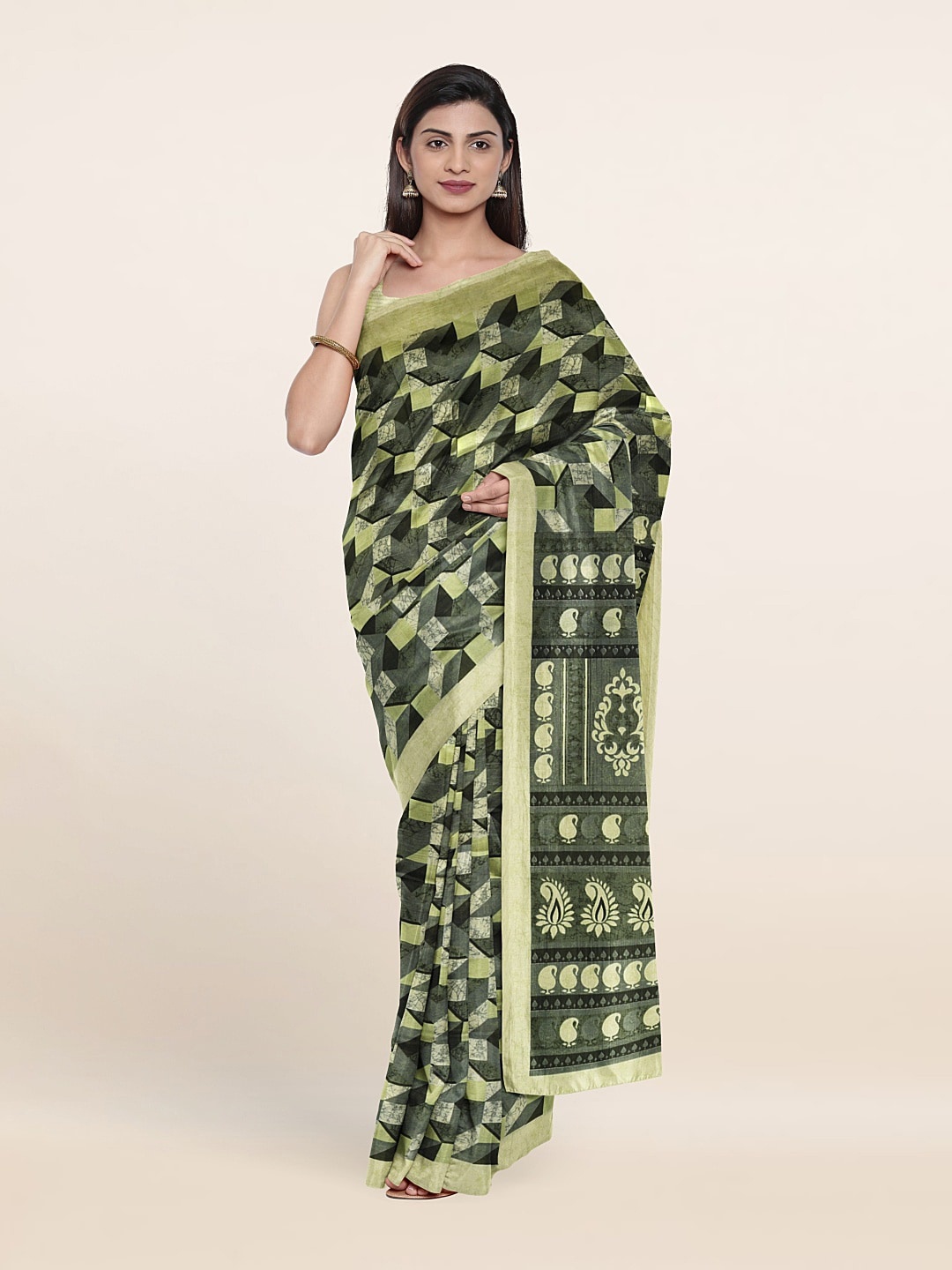 

Pothys Ethnic Motifs Printed Saree, Beige