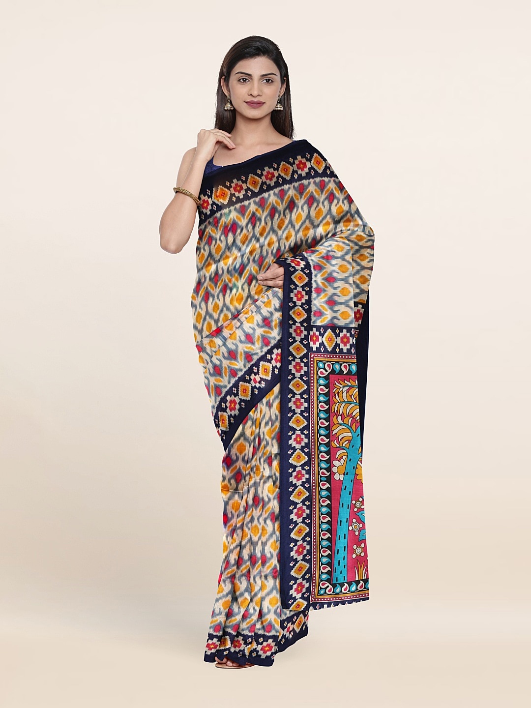 

Pothys Ethnic Motifs Printed Saree, Cream