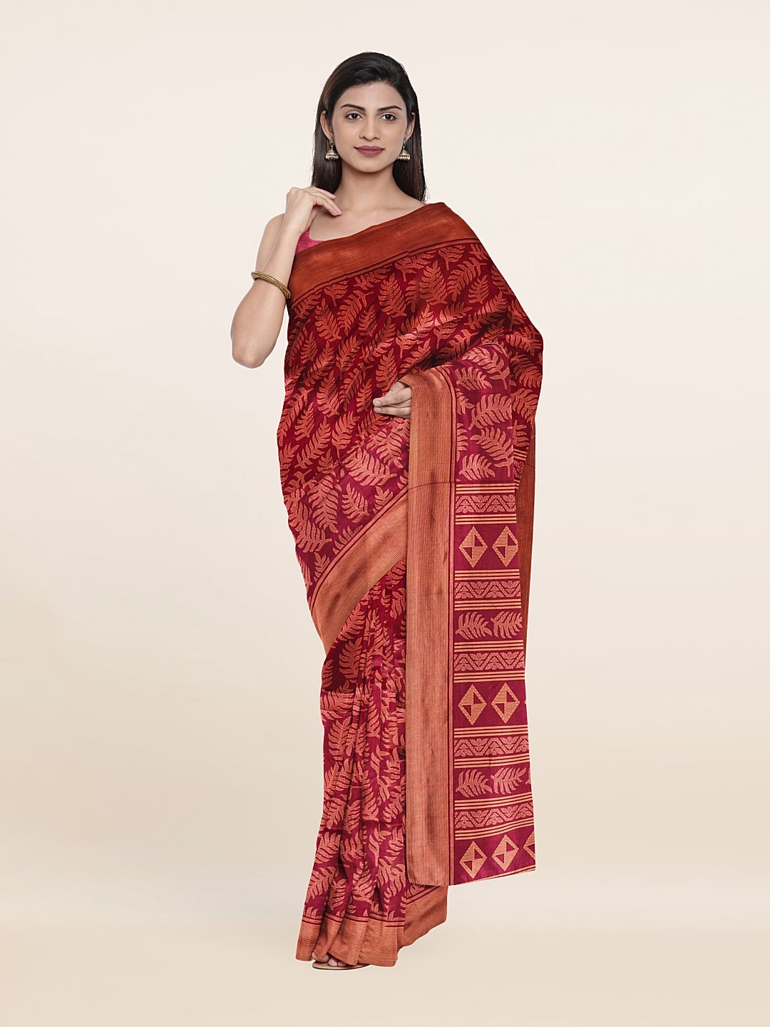 

Pothys Ethnic Motifs Printed Saree, Maroon