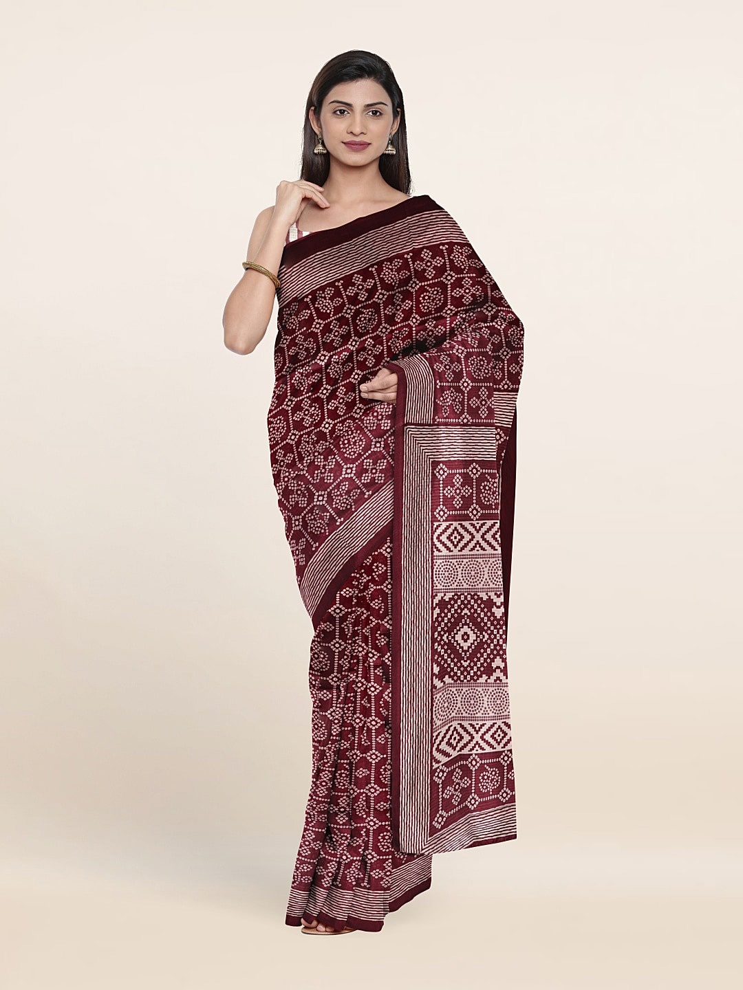 

Pothys Bandhani Printed Cotton Blend Saree, Purple