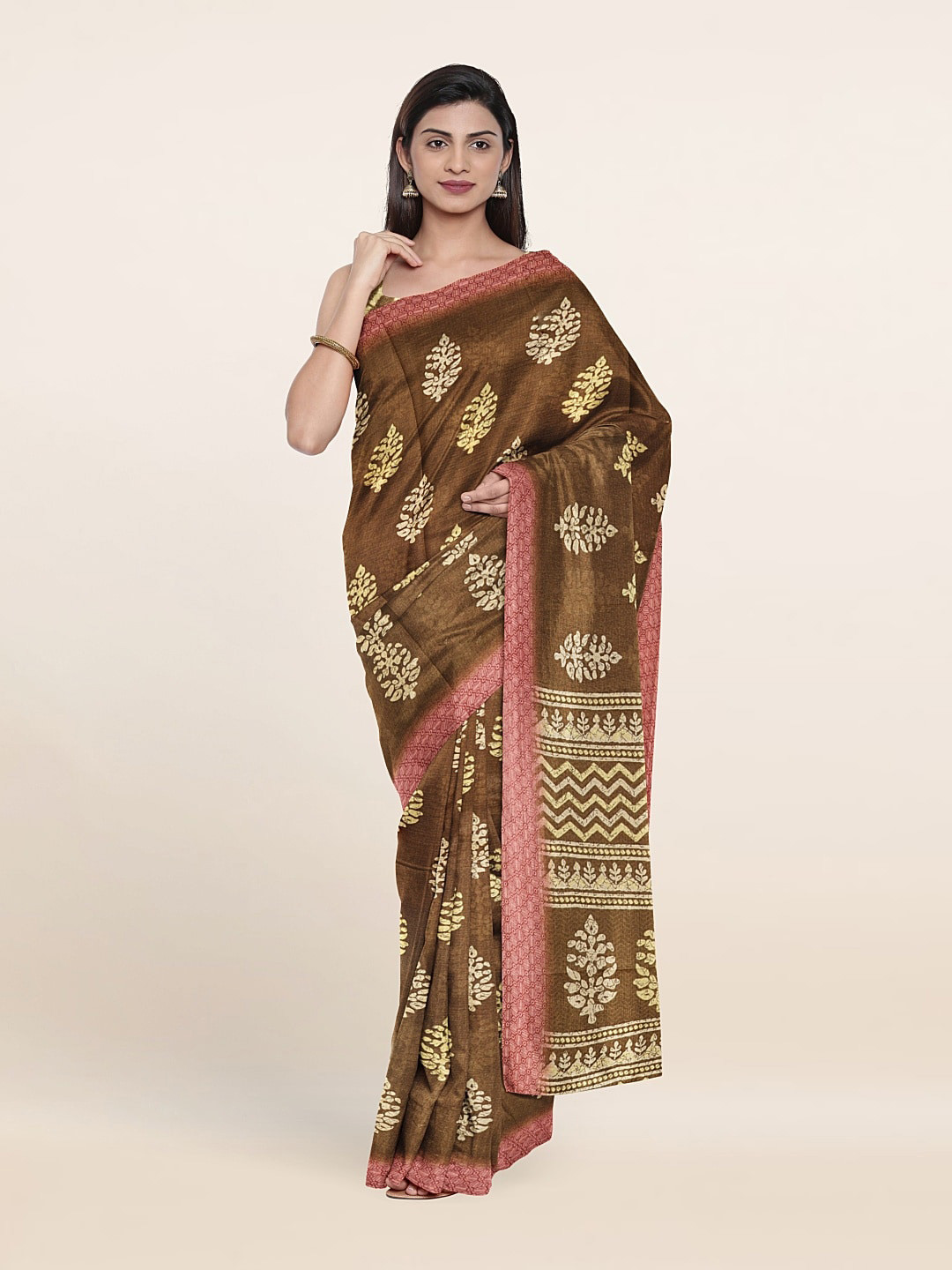

Pothys Floral Printed Cotton Blend Saree, Green