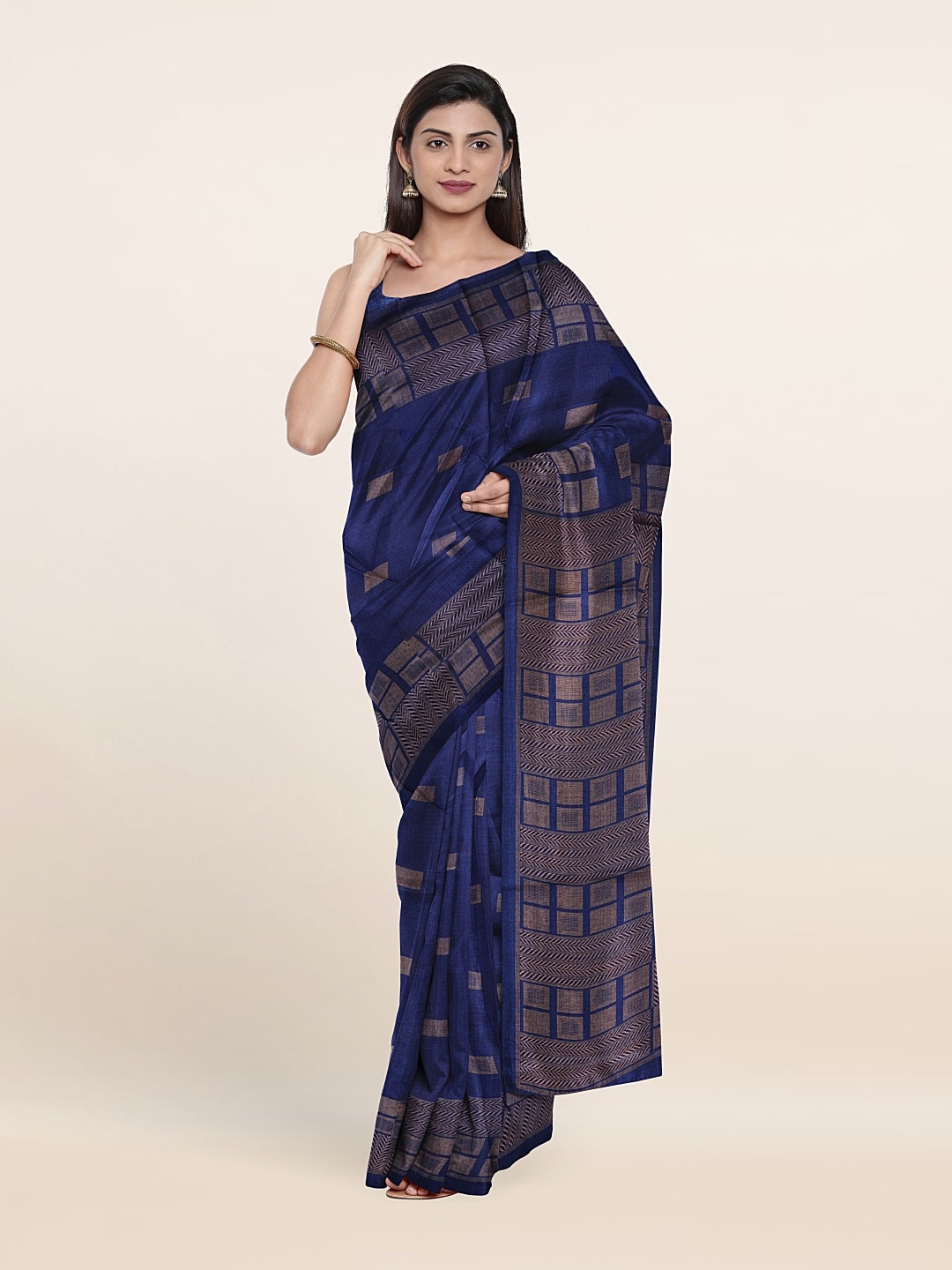 

Pothys Printed Cotton Blend Saree, Blue