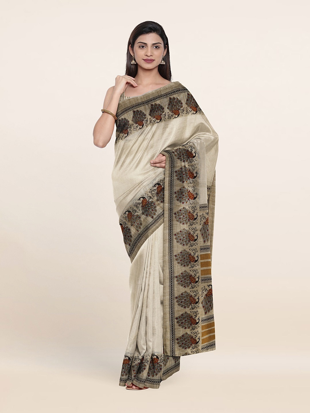 

Pothys Ethnic Motifs Saree, Cream