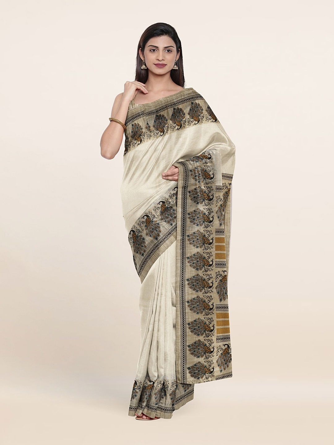 

Pothys Printed Saree, Cream