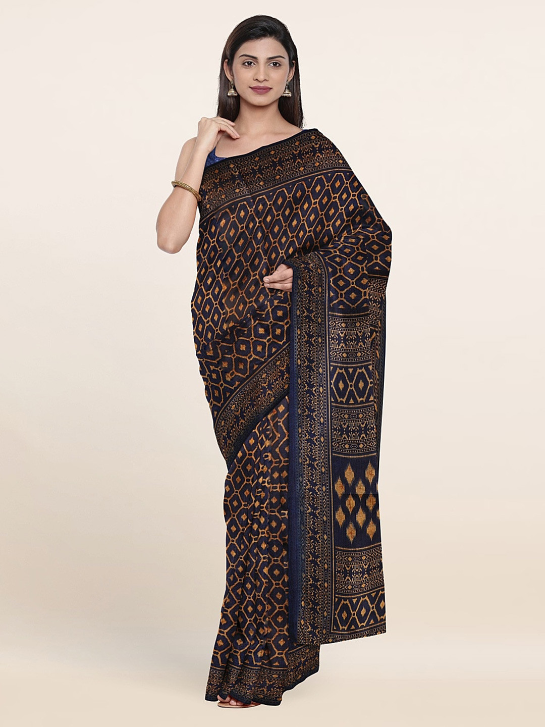

Pothys Geometric Print Saree, Blue