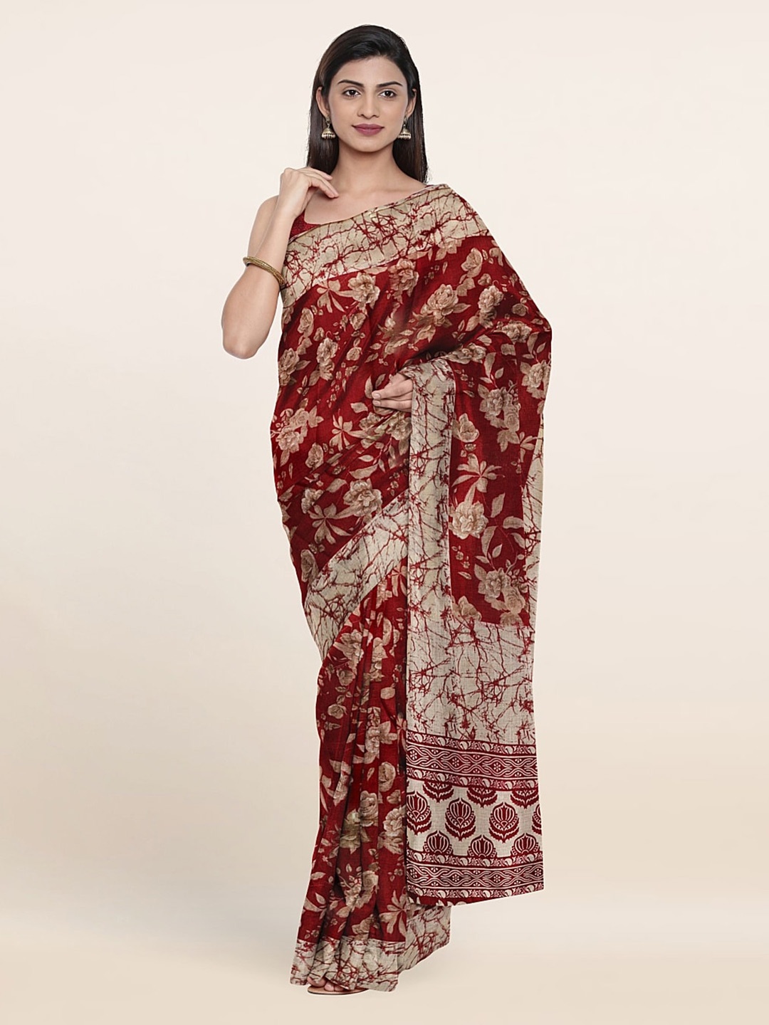 

Pothys Floral Printed Saree, Maroon