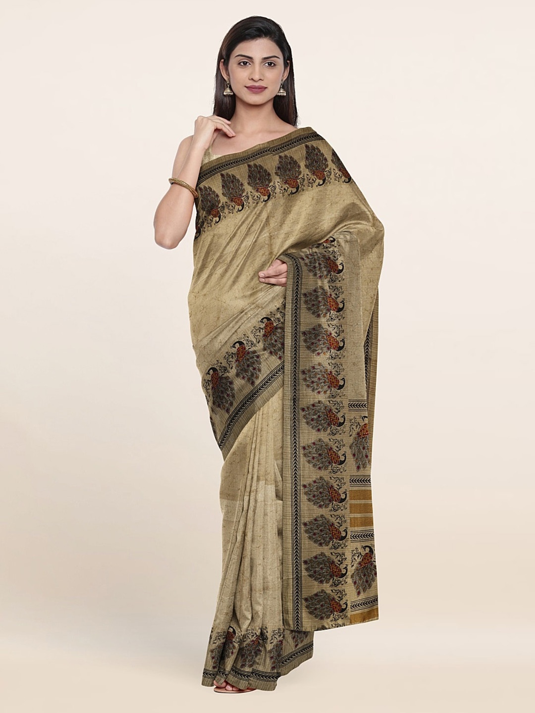 

Pothys Ethnic Motifs Printed Saree, Cream