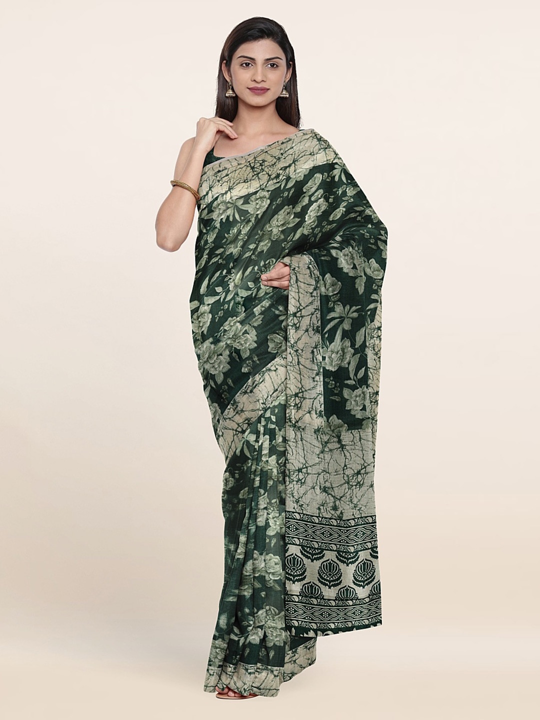 

Pothys Floral Printed Saree, Green