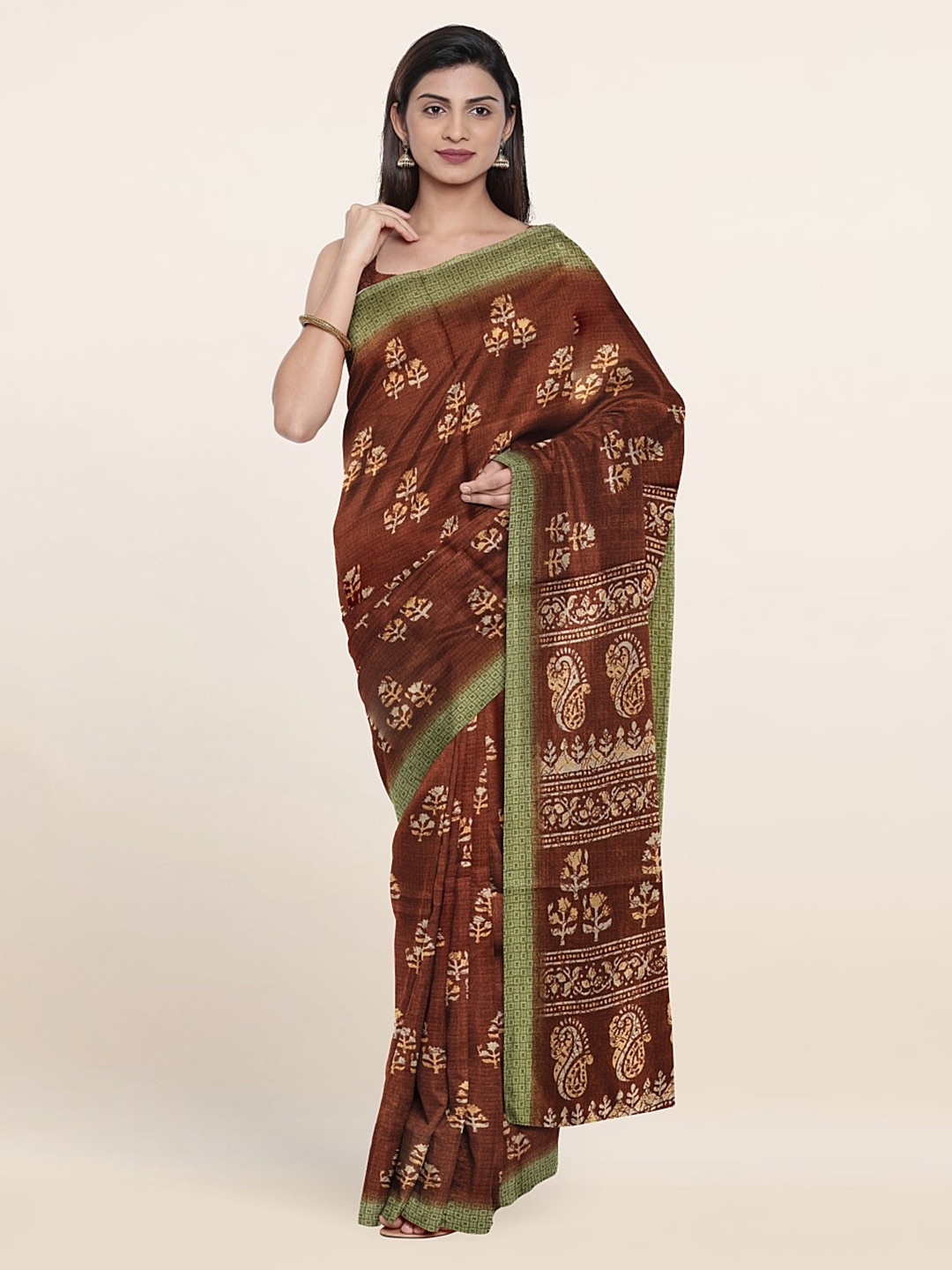 

Pothys Floral Printed Saree, Brown