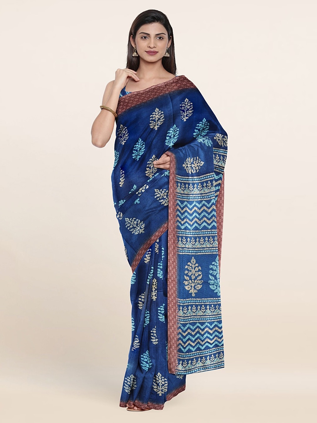 

Pothys Ethnic Motifs Printed Saree, Blue