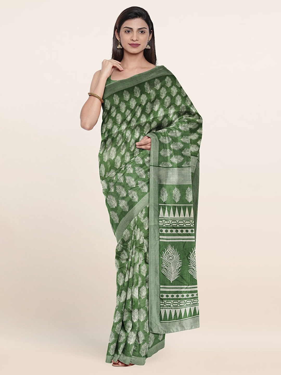 

Pothys Ethnic Motifs Printed Saree, Green