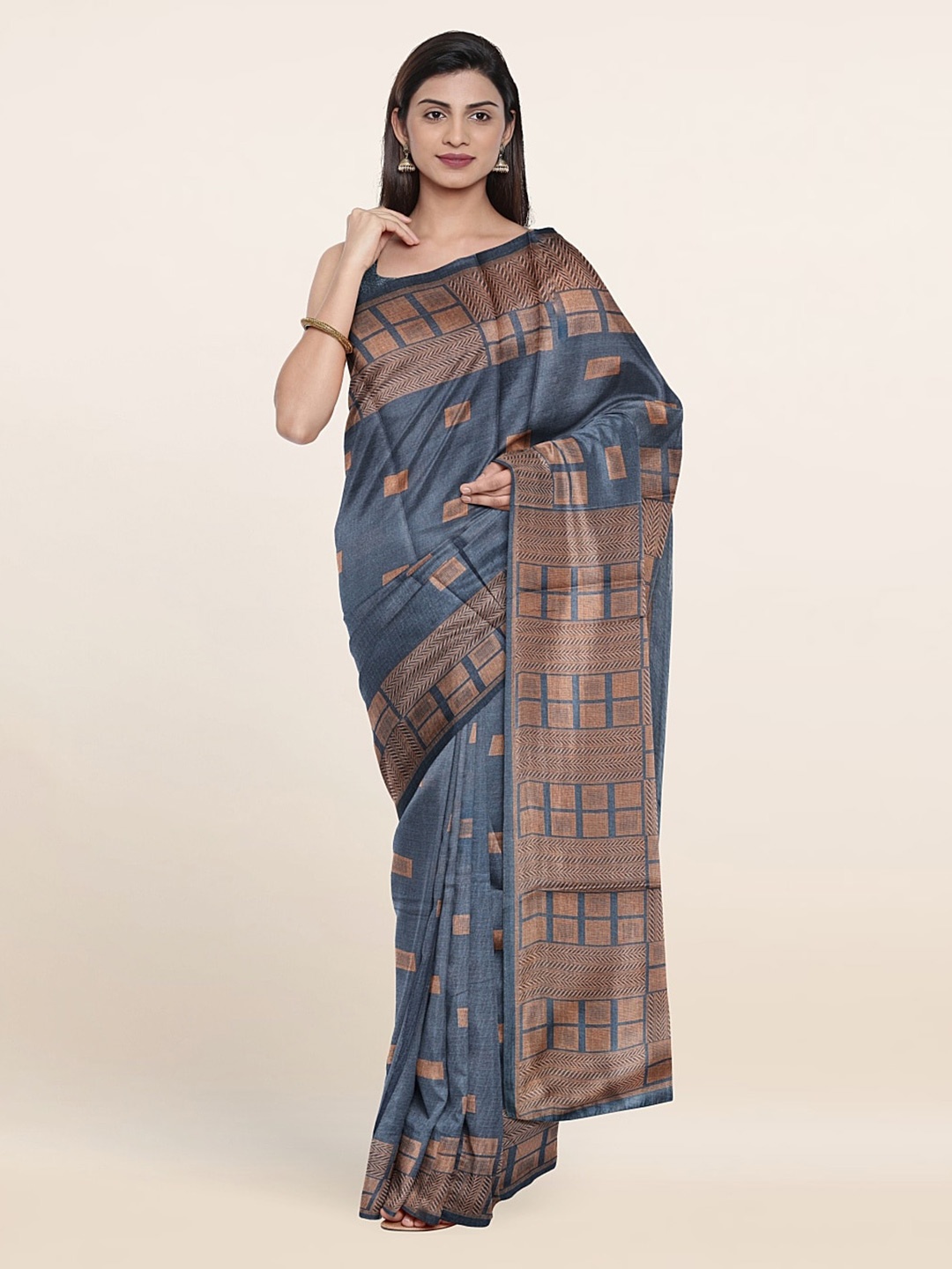 

Pothys Ethnic Motifs Printed Saree, Grey