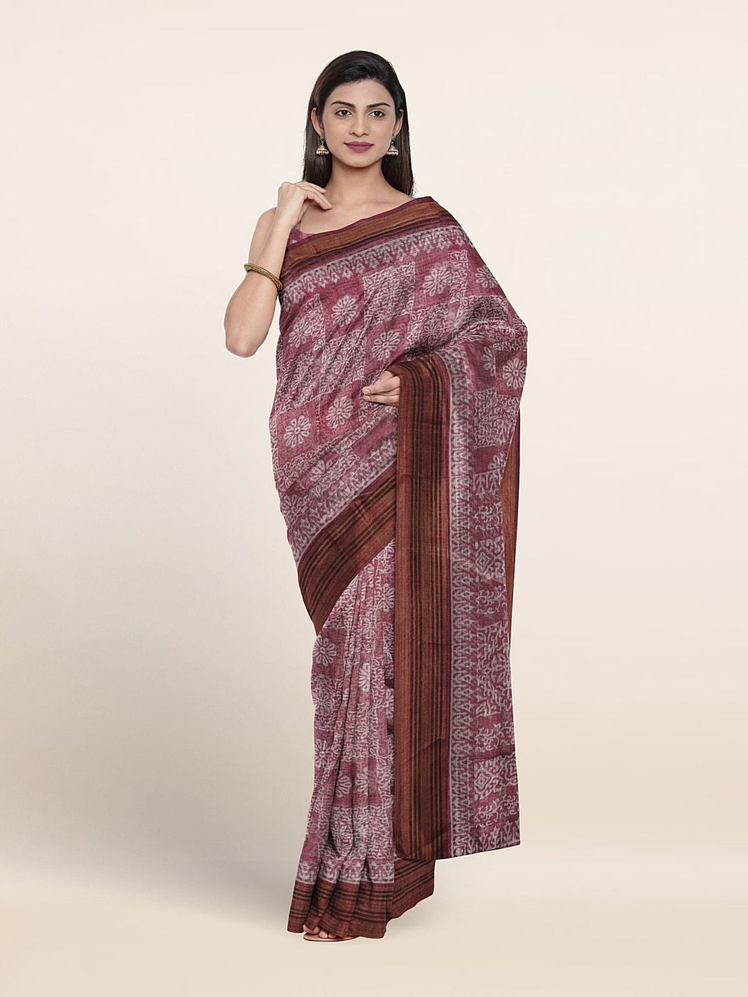 

Pothys Printed Cotton Blend Saree, Purple