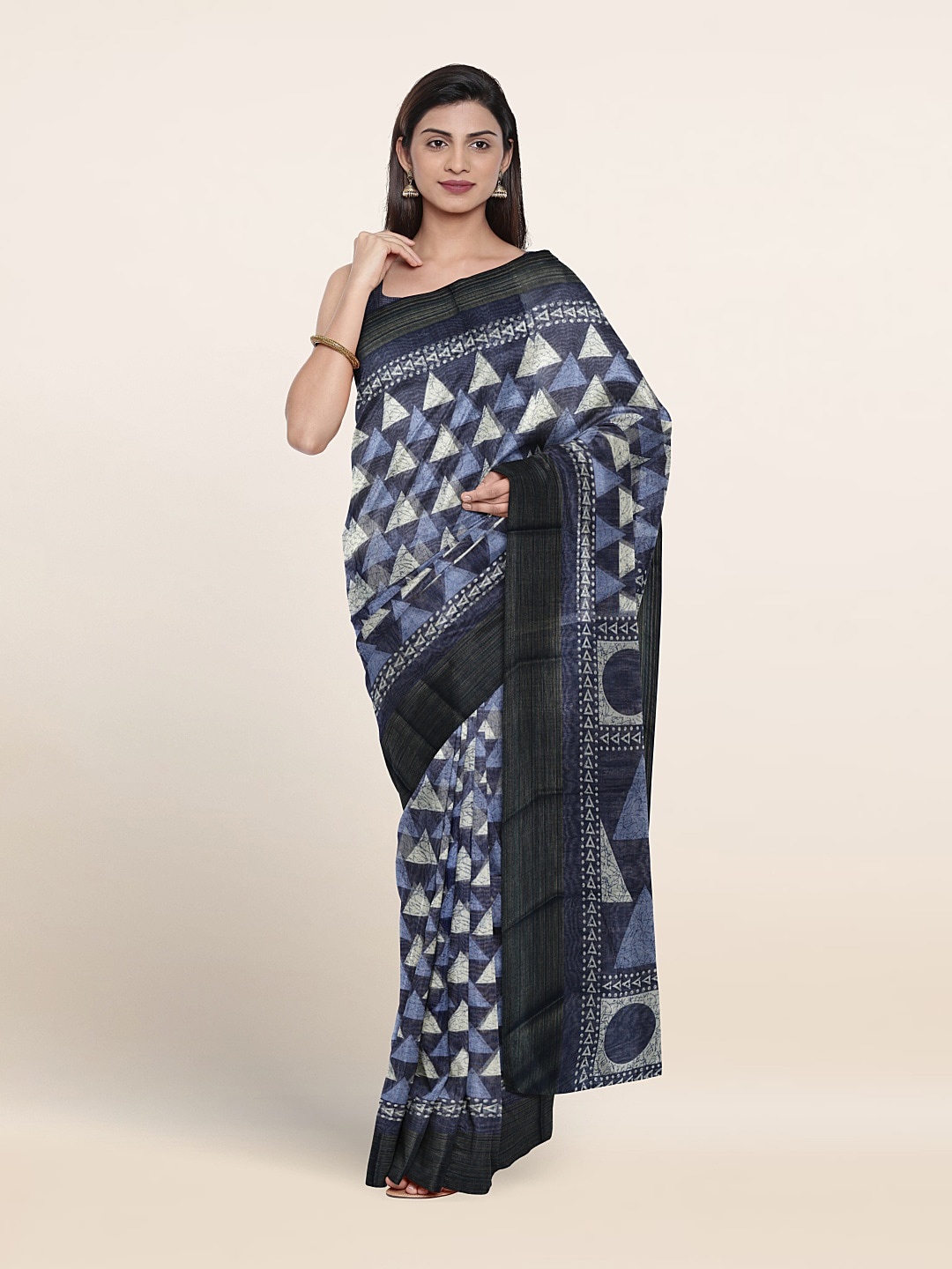 

Pothys Printed Cotton Blend Saree, Blue