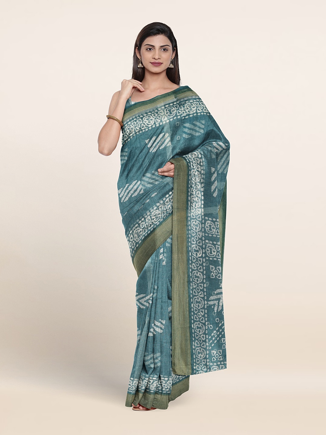 

Pothys Ethnic Motifs Printed Saree, Green