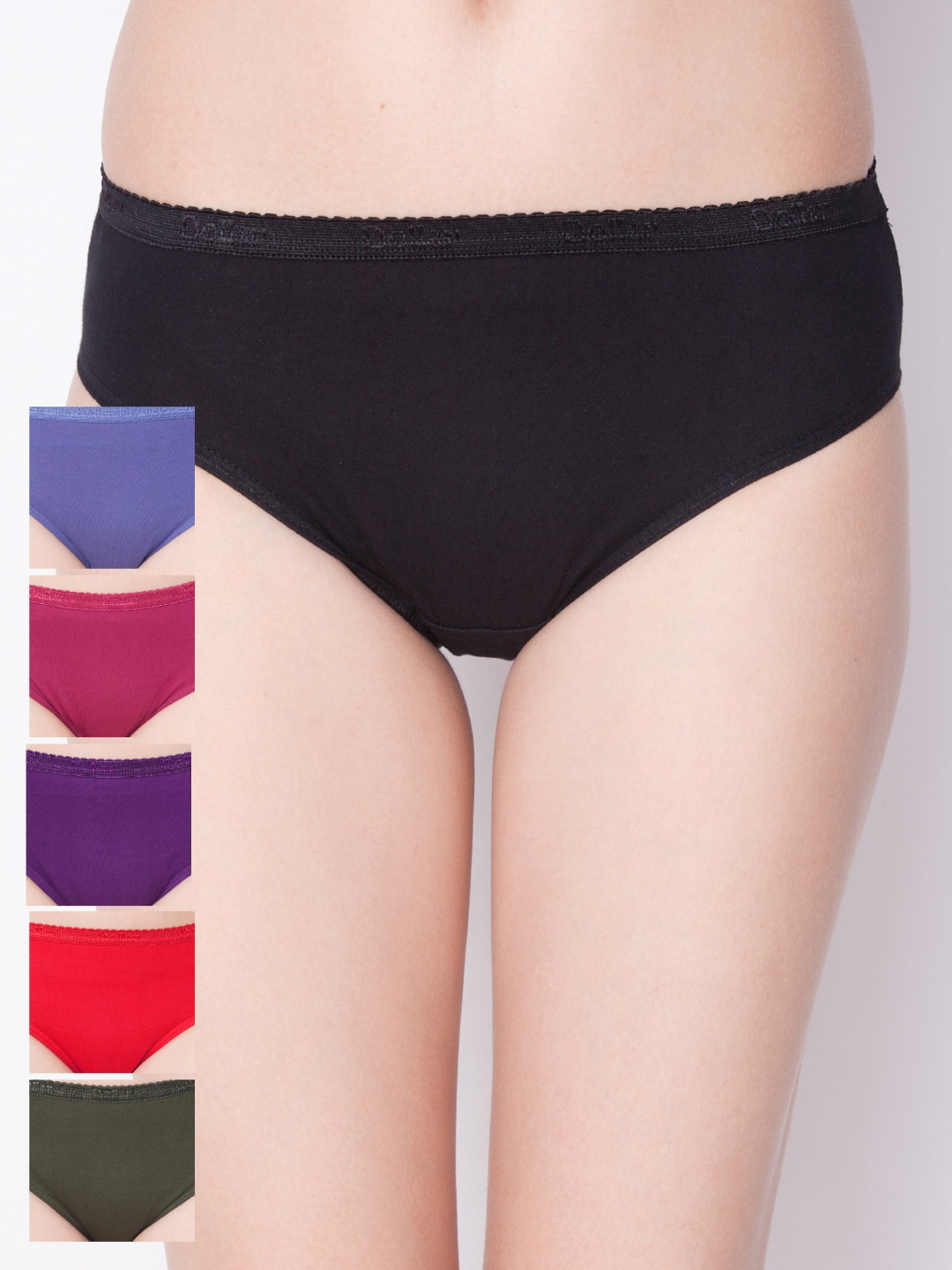 

Dollar Missy Pack of 6 Outer Elasticated Hipster Panty 101S-OE-BRW-GR-LP-RED-DP-DPUR-PO6, Multi