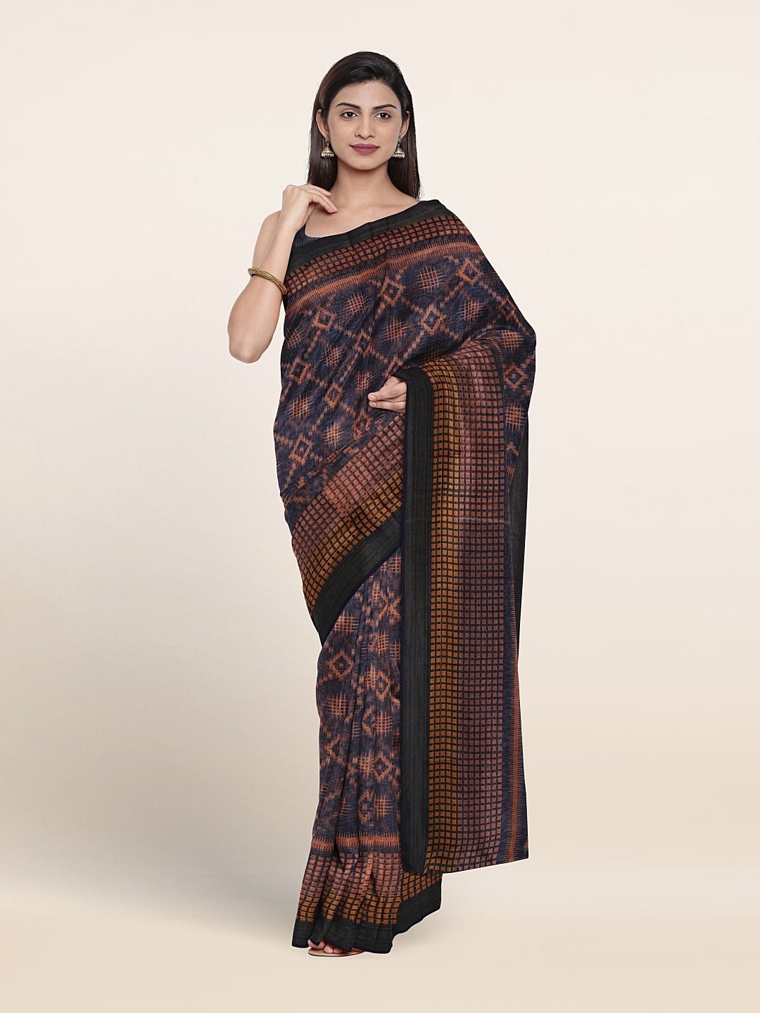 

Pothys Printed Cotton Blend Saree, Blue