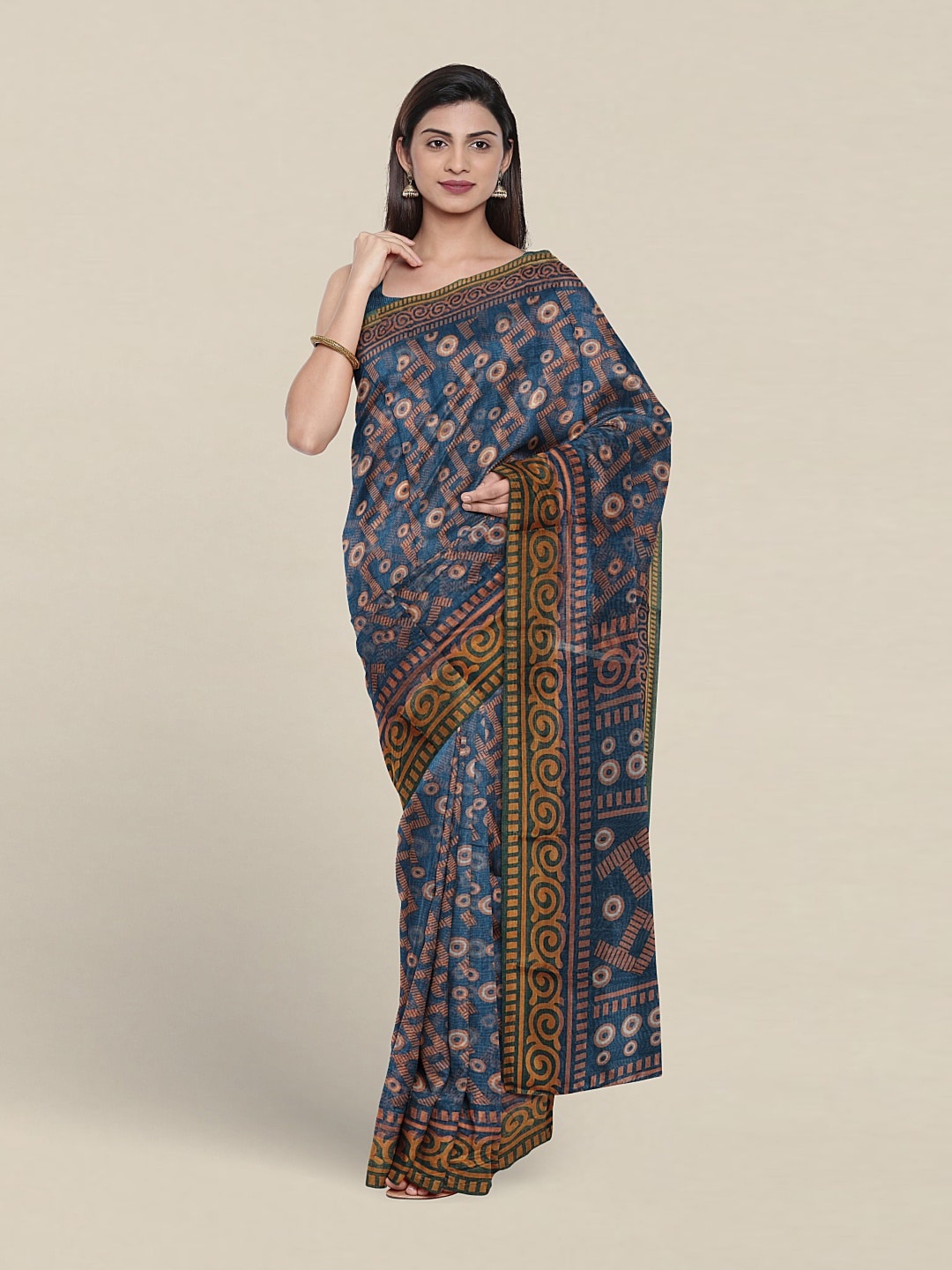 

Pothys Printed Cotton Blend Saree, Blue