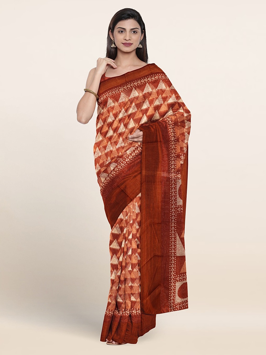 

Pothys Printed Cotton Blend Saree, Maroon