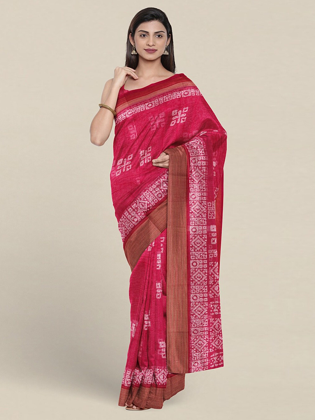 

Pothys Printed Cotton Blend Saree, Pink