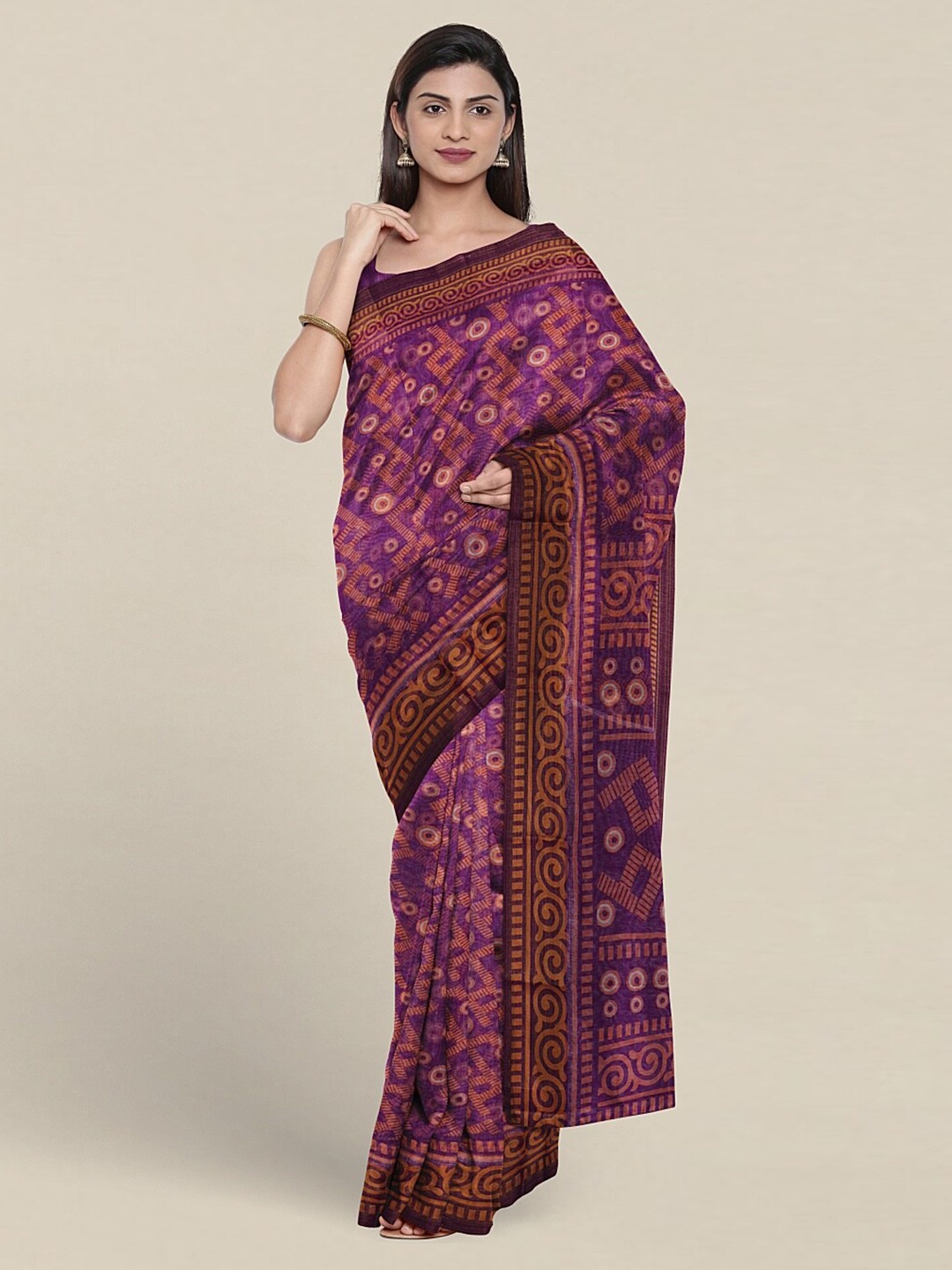 

Pothys Printed Cotton Blend Saree, Purple