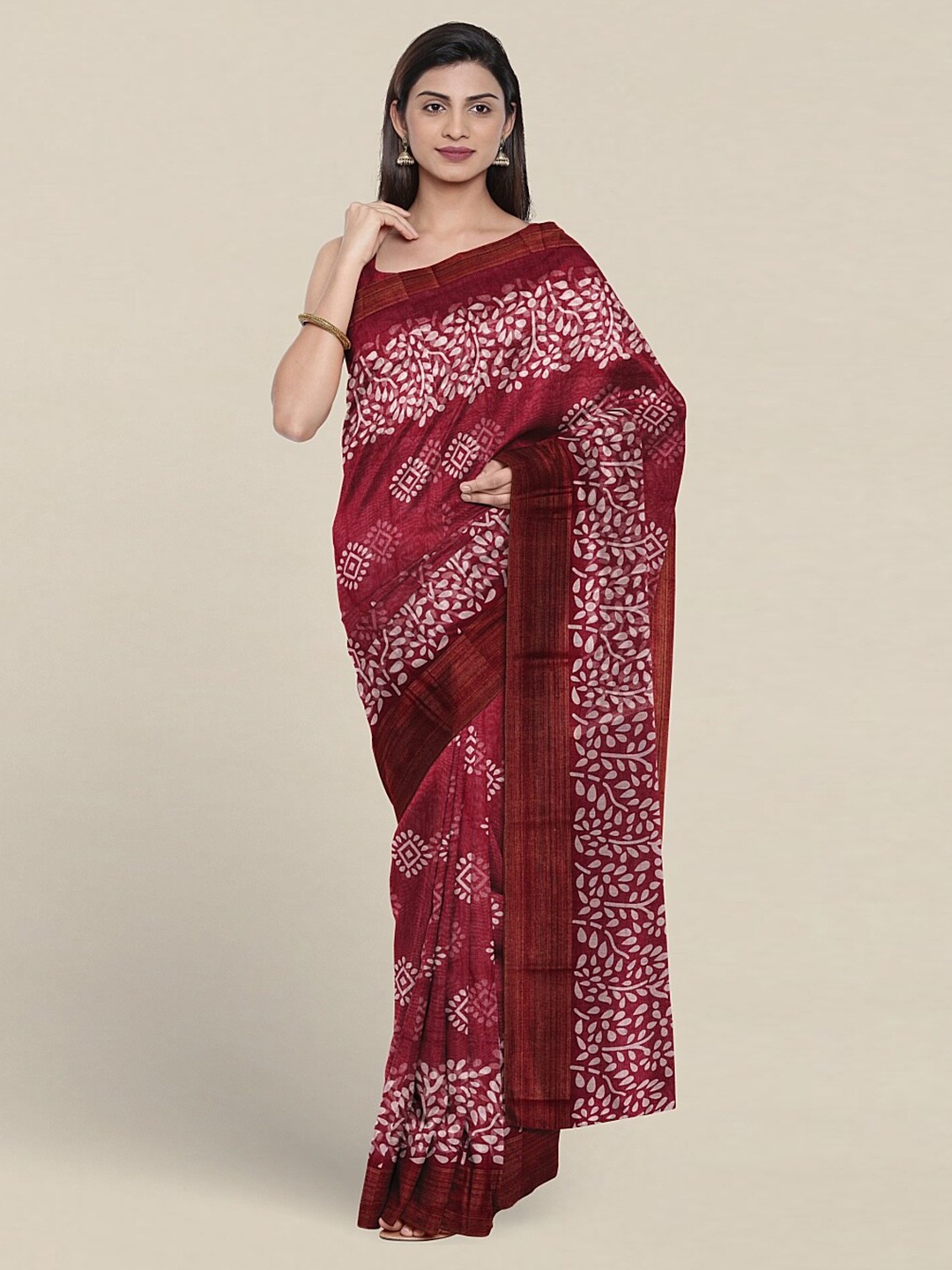 

Pothys Floral Printed Cotton Blend Saree, Purple