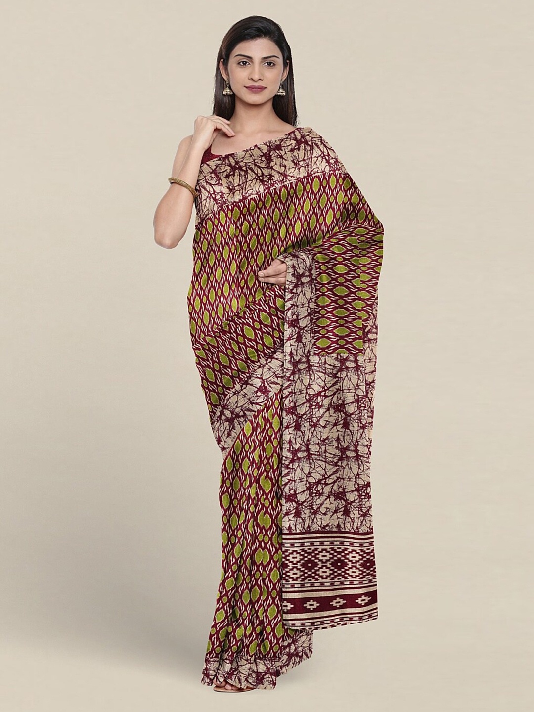 

Pothys Geometric Printed Cotton Blend Saree, Purple