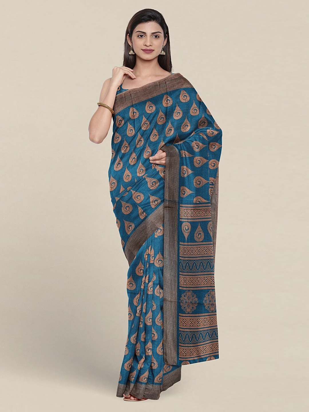 

Pothys Printed Ethnic Motifs Saree, Blue