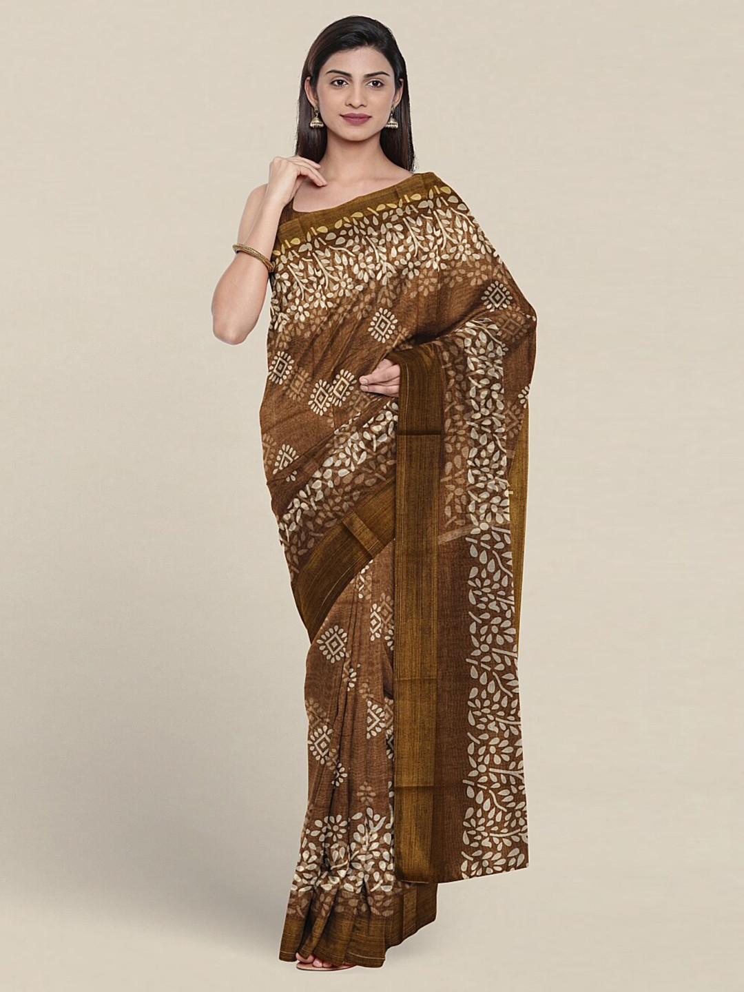 

Pothys Printed Floral Saree, Khaki