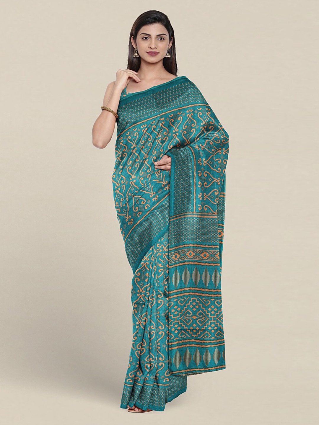 

Pothys Printed Ethnic Motifs Saree, Green