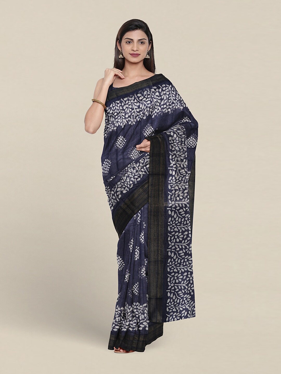 

Pothys Ethnic Motifs Printed Cotton Saree, Blue