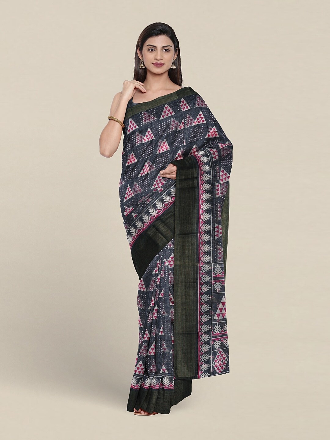 

Pothys Geometric Printed Cotton Saree, Blue