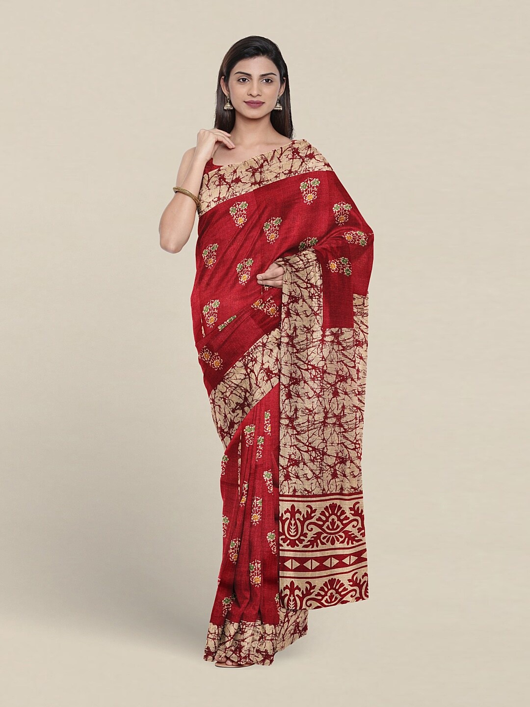 

Pothys Floral Printed Cotton Saree, Maroon