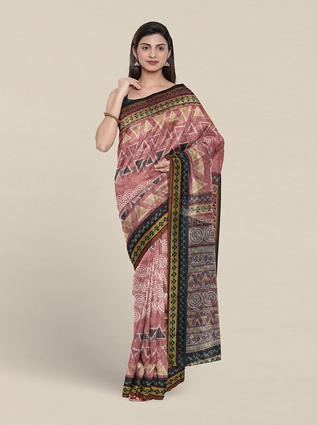 

Pothys Geometric Printed Cotton Saree, Mauve