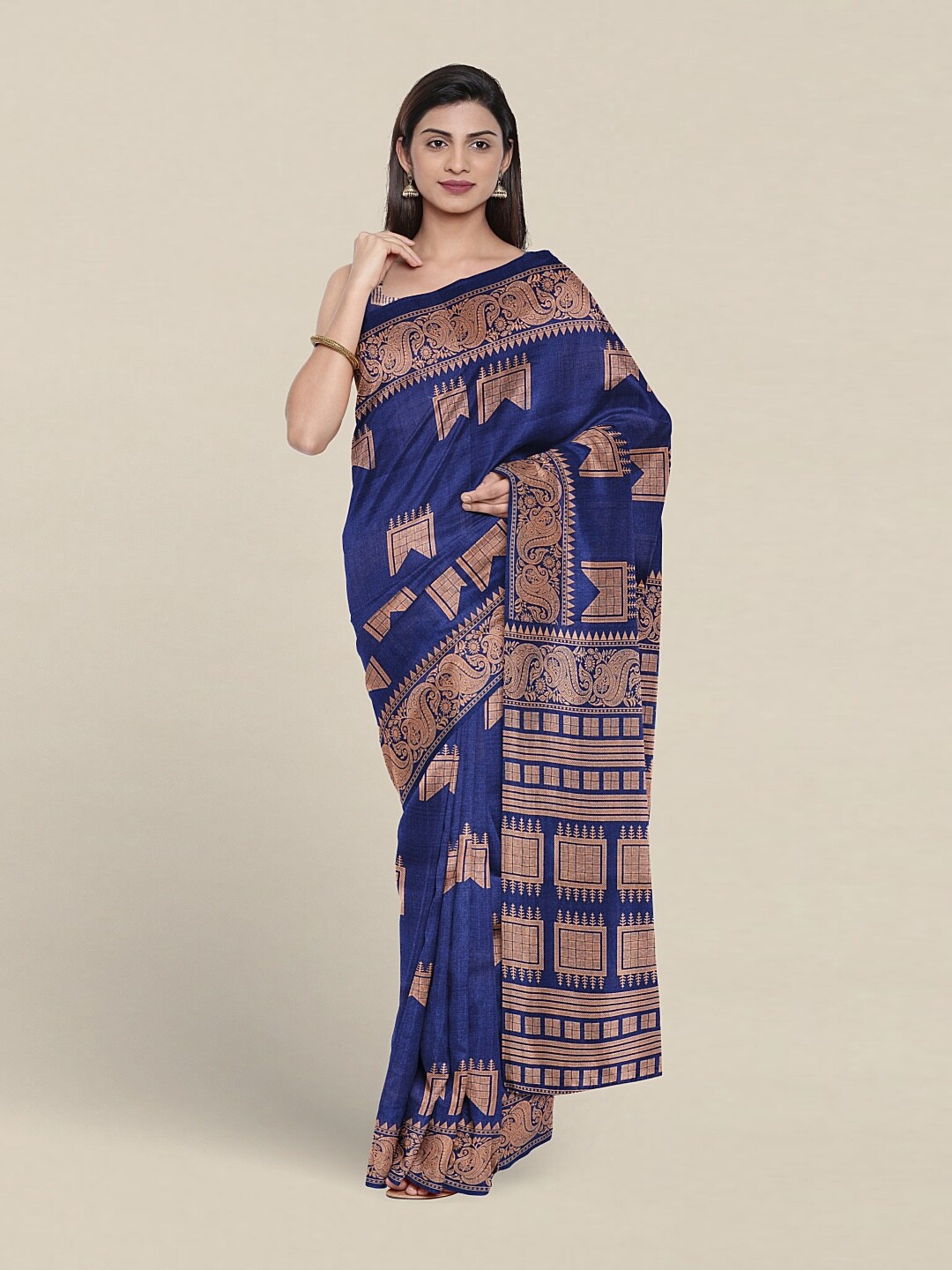 

Pothys Ethnic Motifs Printed Cotton Saree, Blue