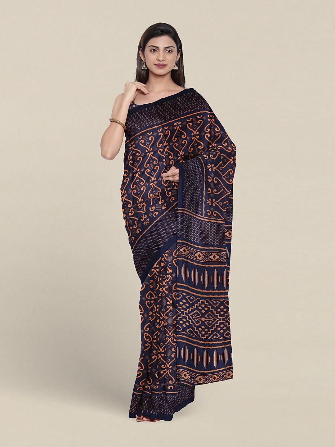 

Pothys Ethnic Motifs Printed Saree, Navy blue