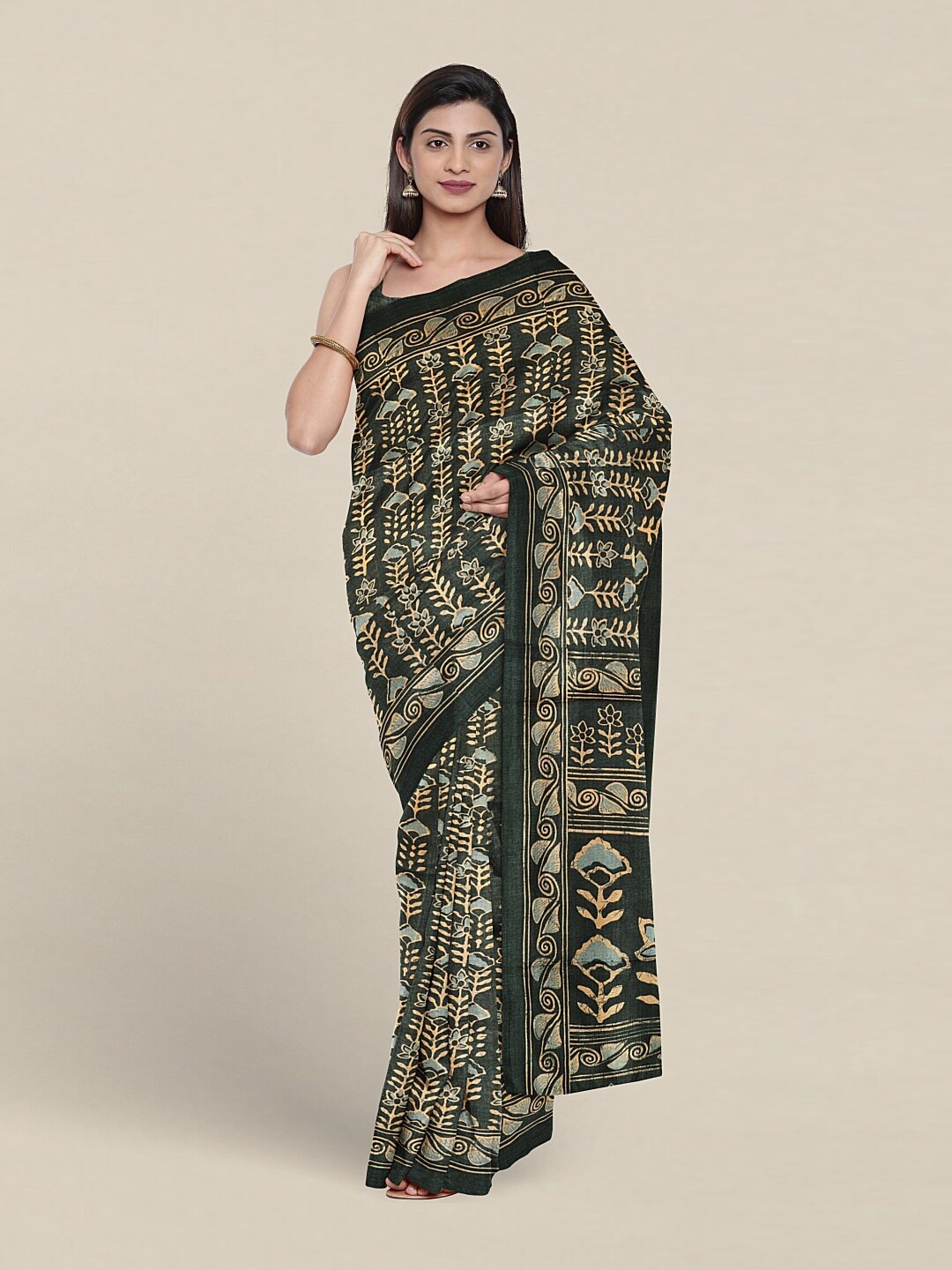 

Pothys Ethnic Motifs Printed Saree, Green