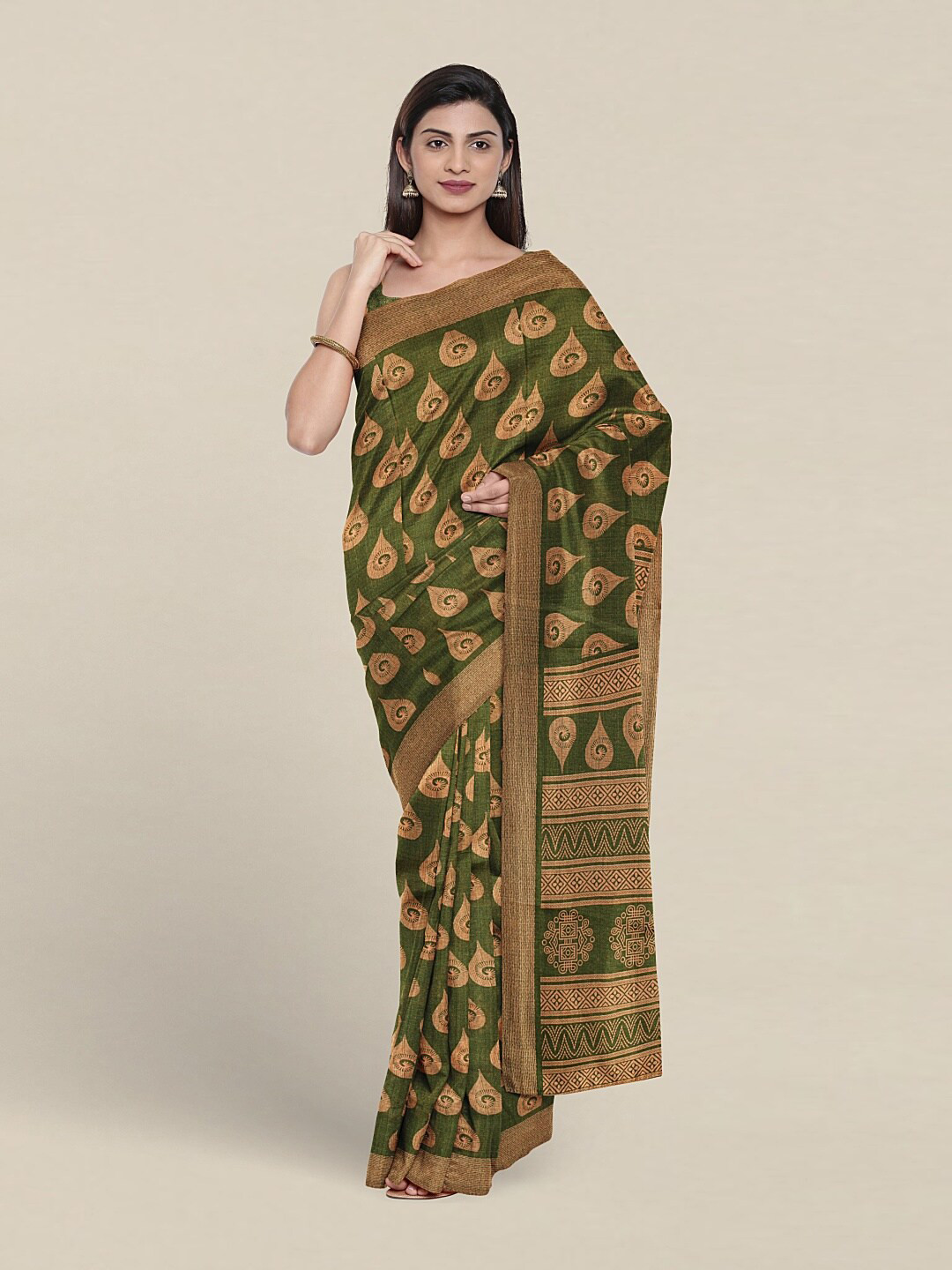 

Pothys Ethnic Motifs Printed Saree, Green