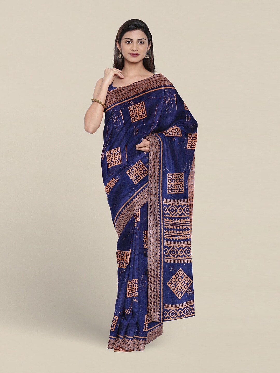 

Pothys Geometric Printed Saree, Blue