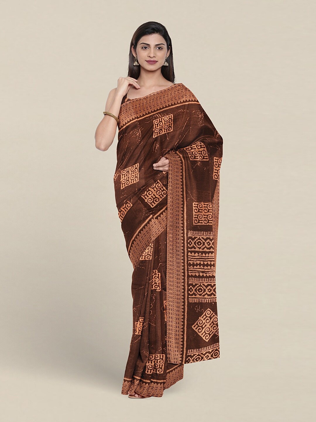 

Pothys Ethnic Motifs Printed Saree, Brown