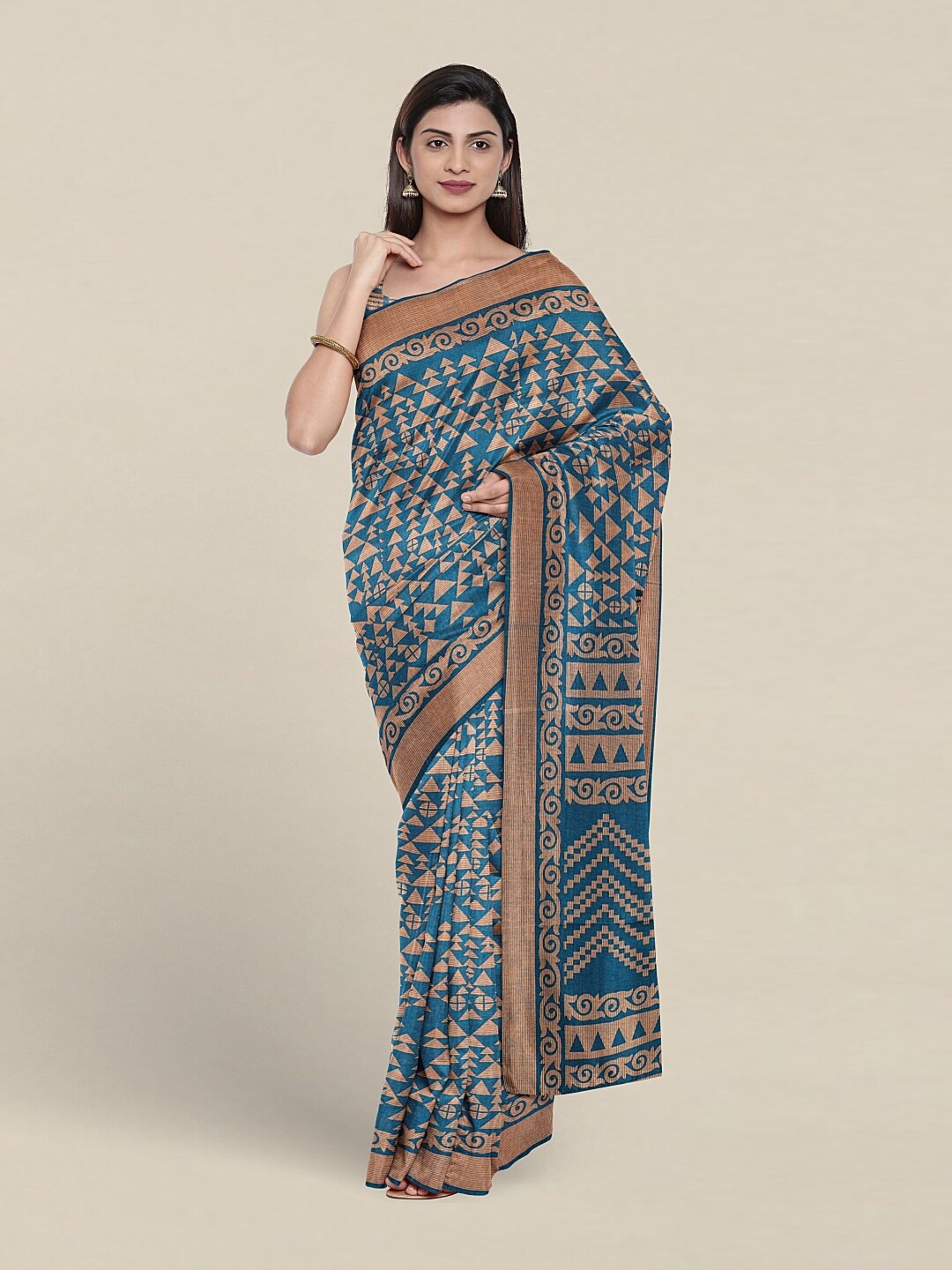 

Pothys Geometric printed Saree, Blue
