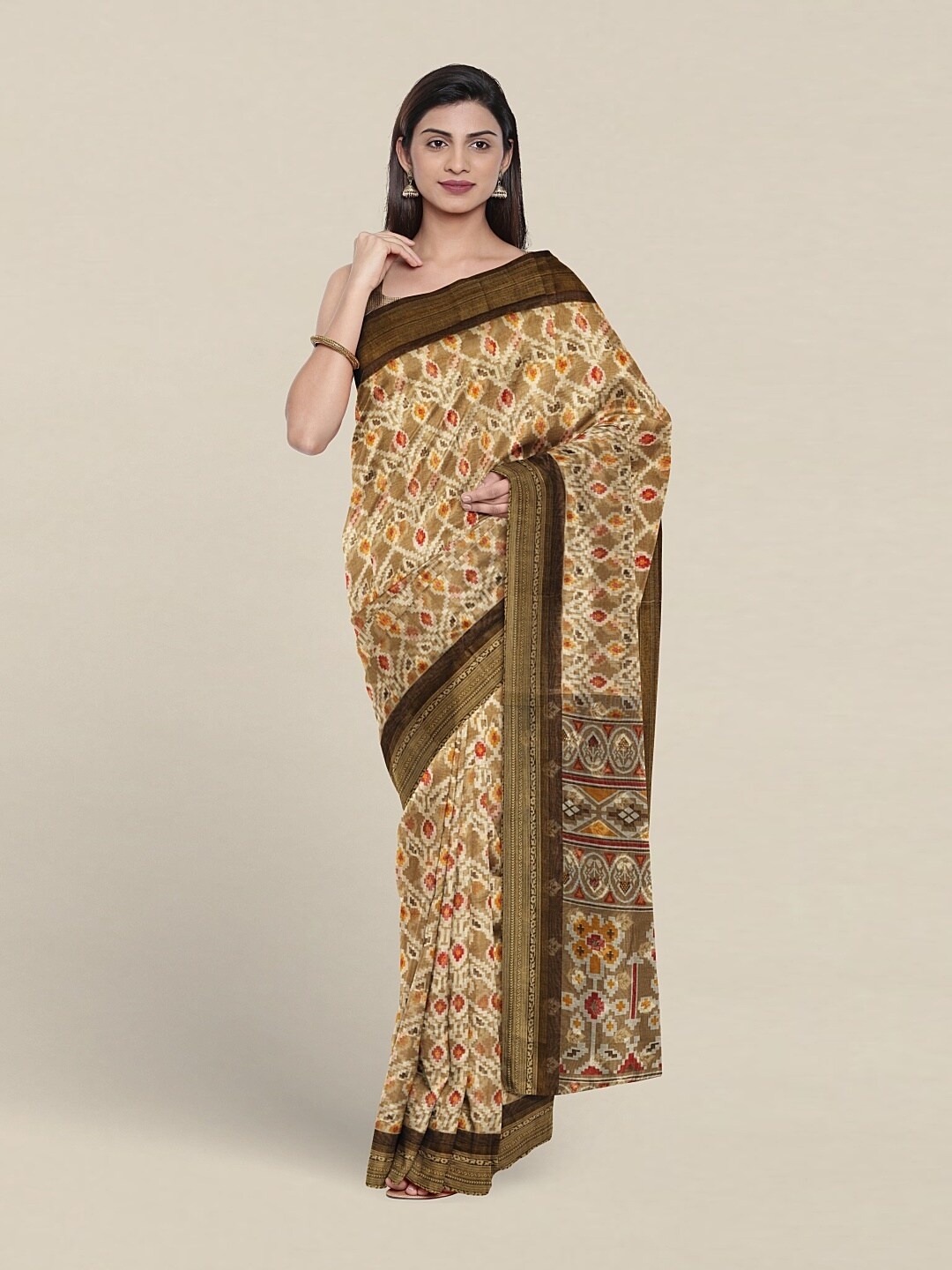 

Pothys Ethnic Motifs Printed Saree, Cream