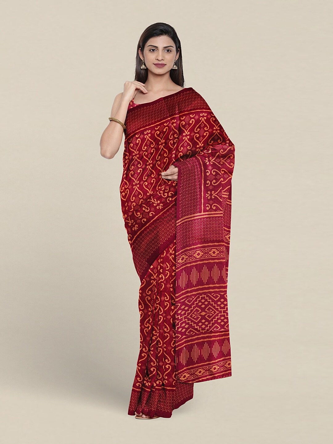 

Pothys Ethnic Motifs Printed Saree, Maroon