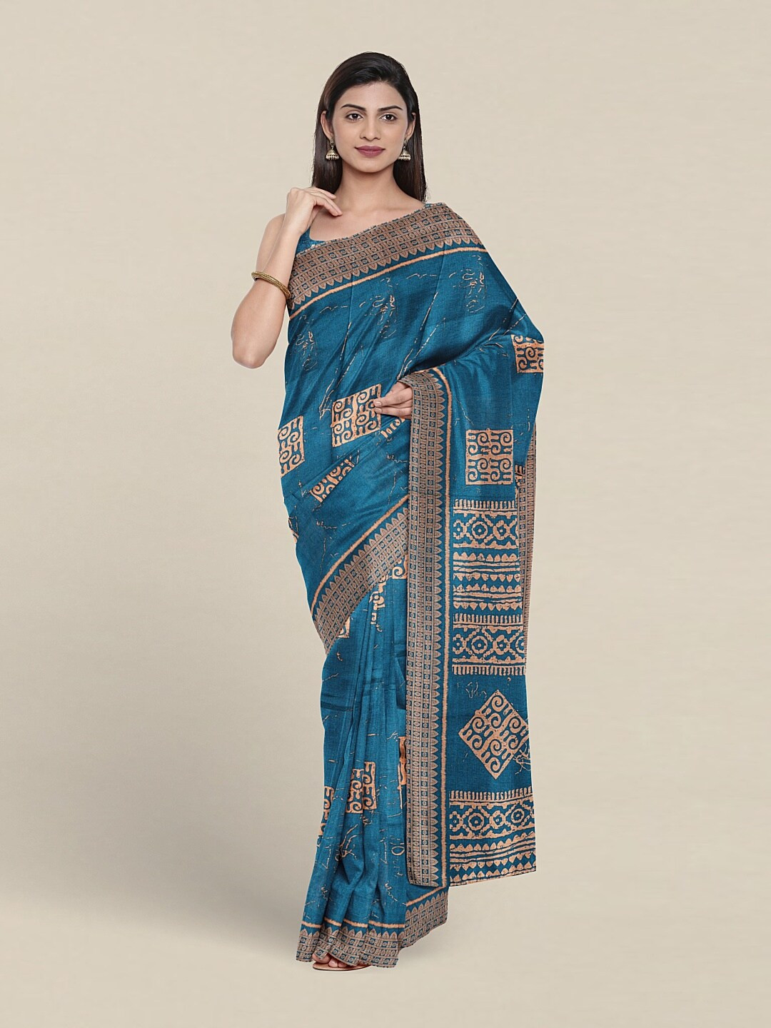 

Pothys Geometric Printed Saree, Blue