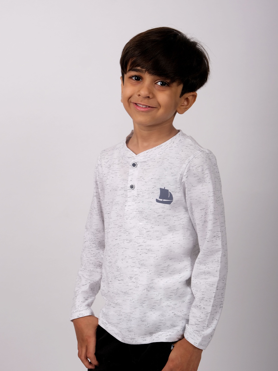 

3PIN Boys Henley Neck Cotton T-shirt, Beige