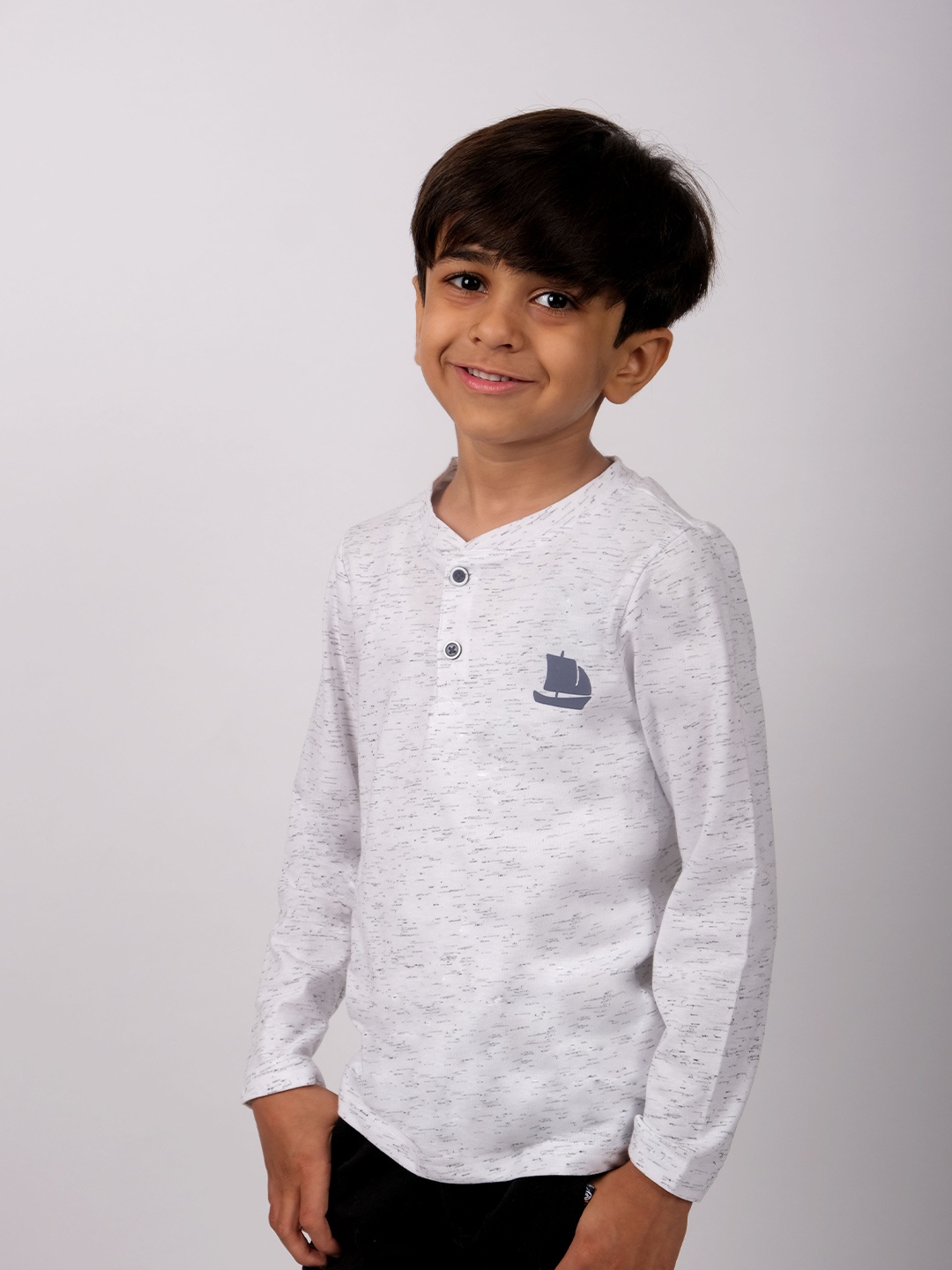 

3PIN Boys Henley Neck Cotton T-shirt, Grey