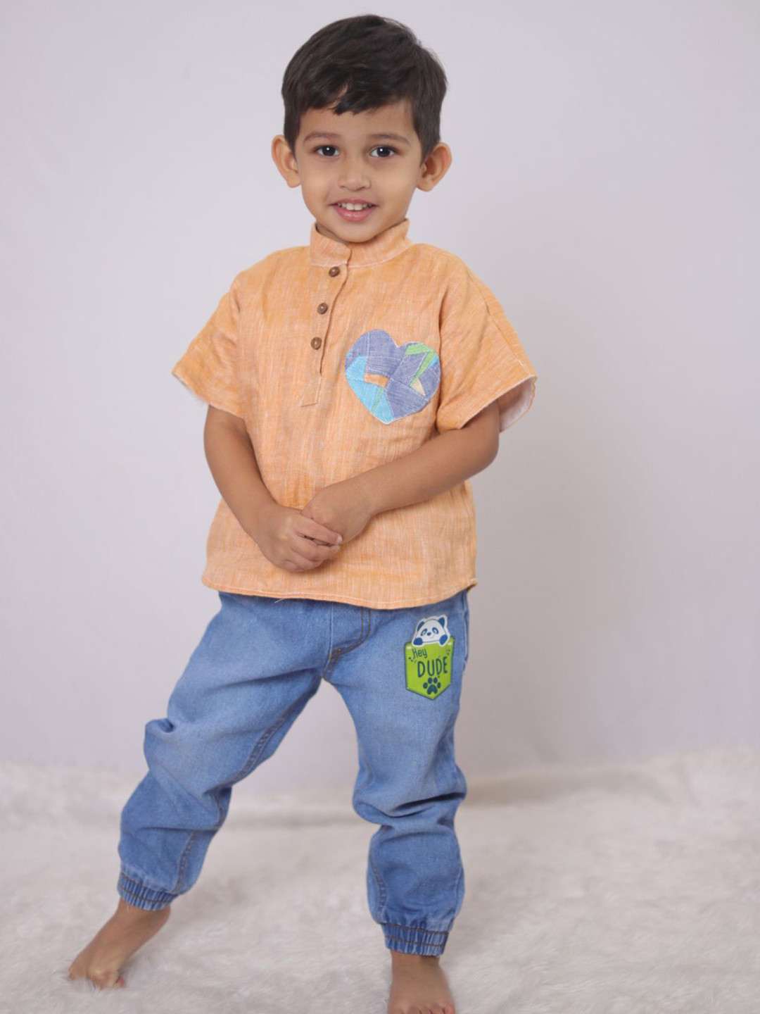 

Vastrarth Boys Comfort Boxy Fit Casual Shirt, Orange