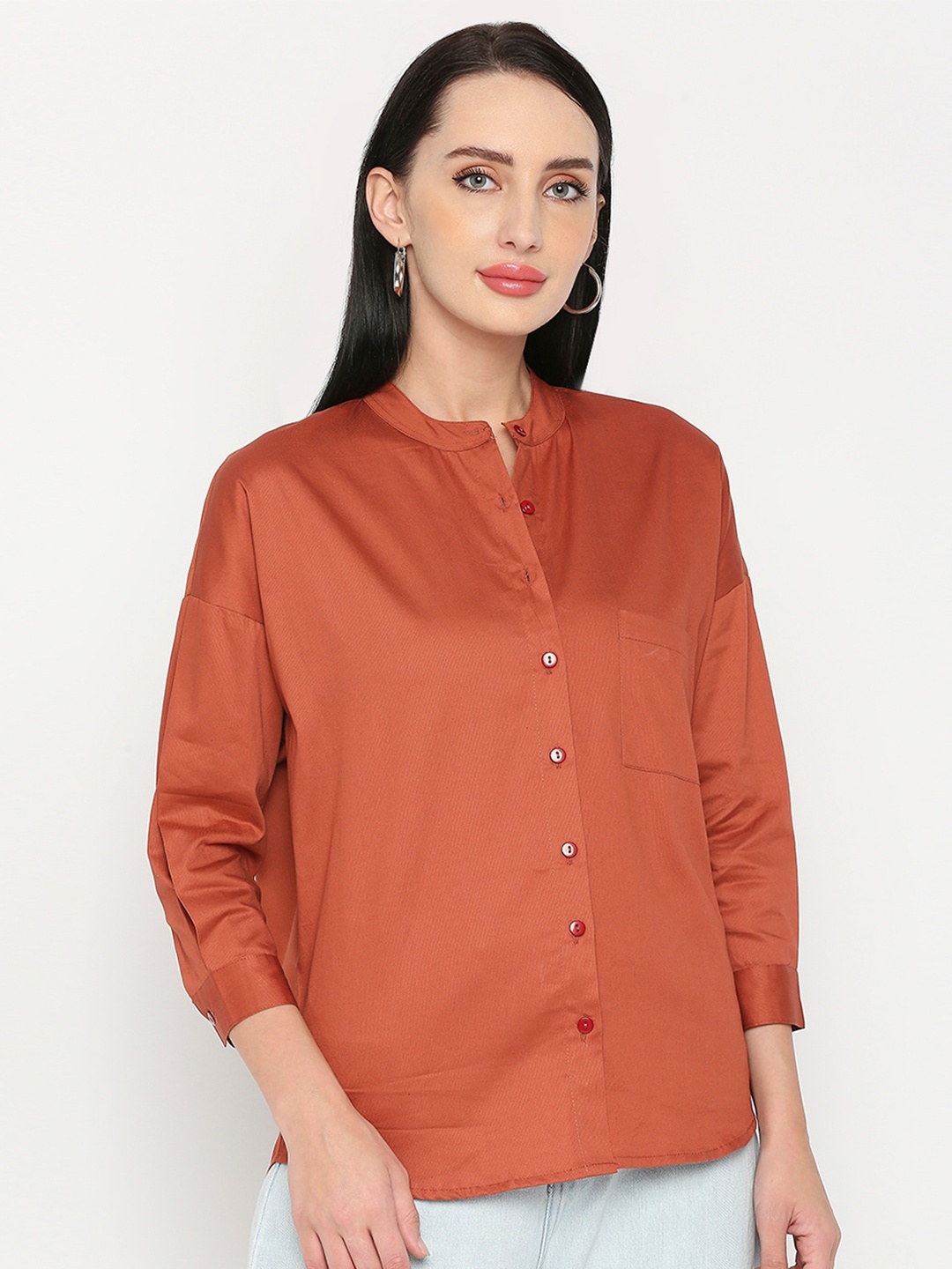 

Remanika Women Comfort Pure Cotton Casual Shirt, Rust
