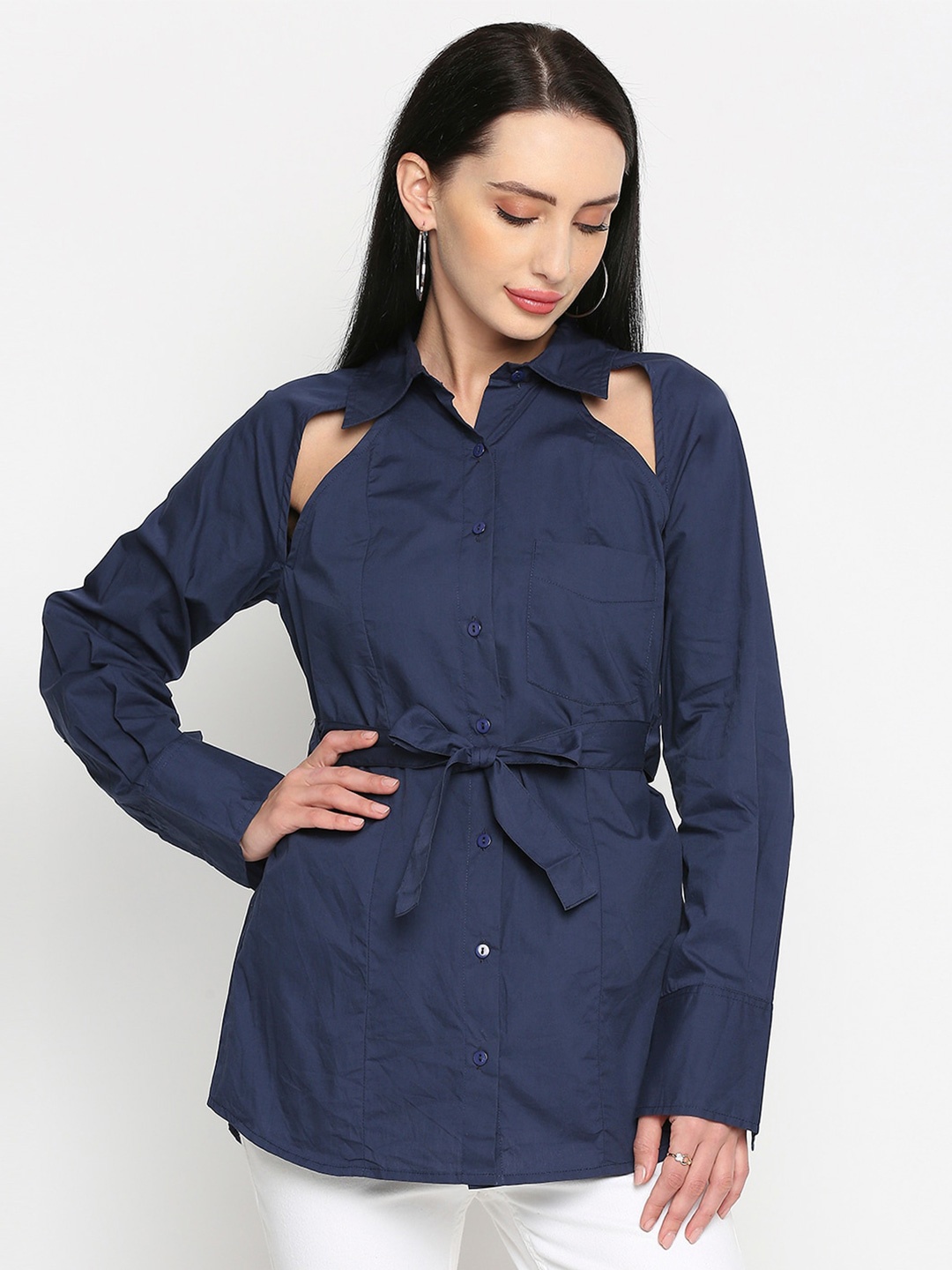

Remanika Women Comfort Pure Cotton Casual Shirt, Blue