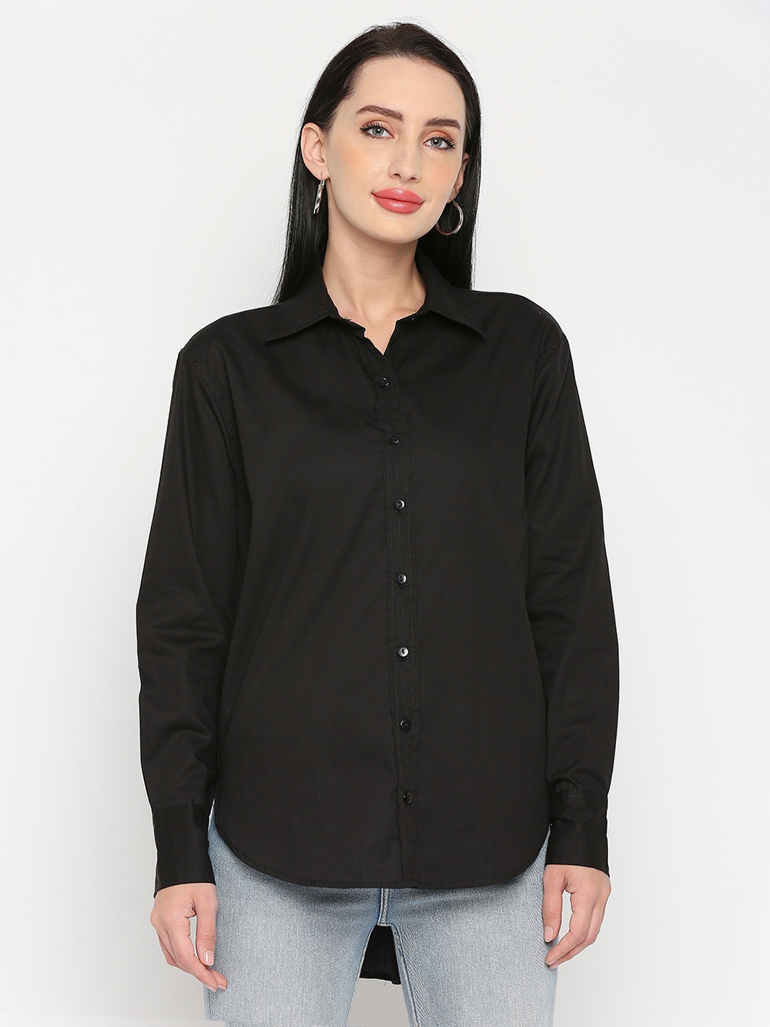 

Remanika Women Comfort Pure Cotton Casual Shirt, Black